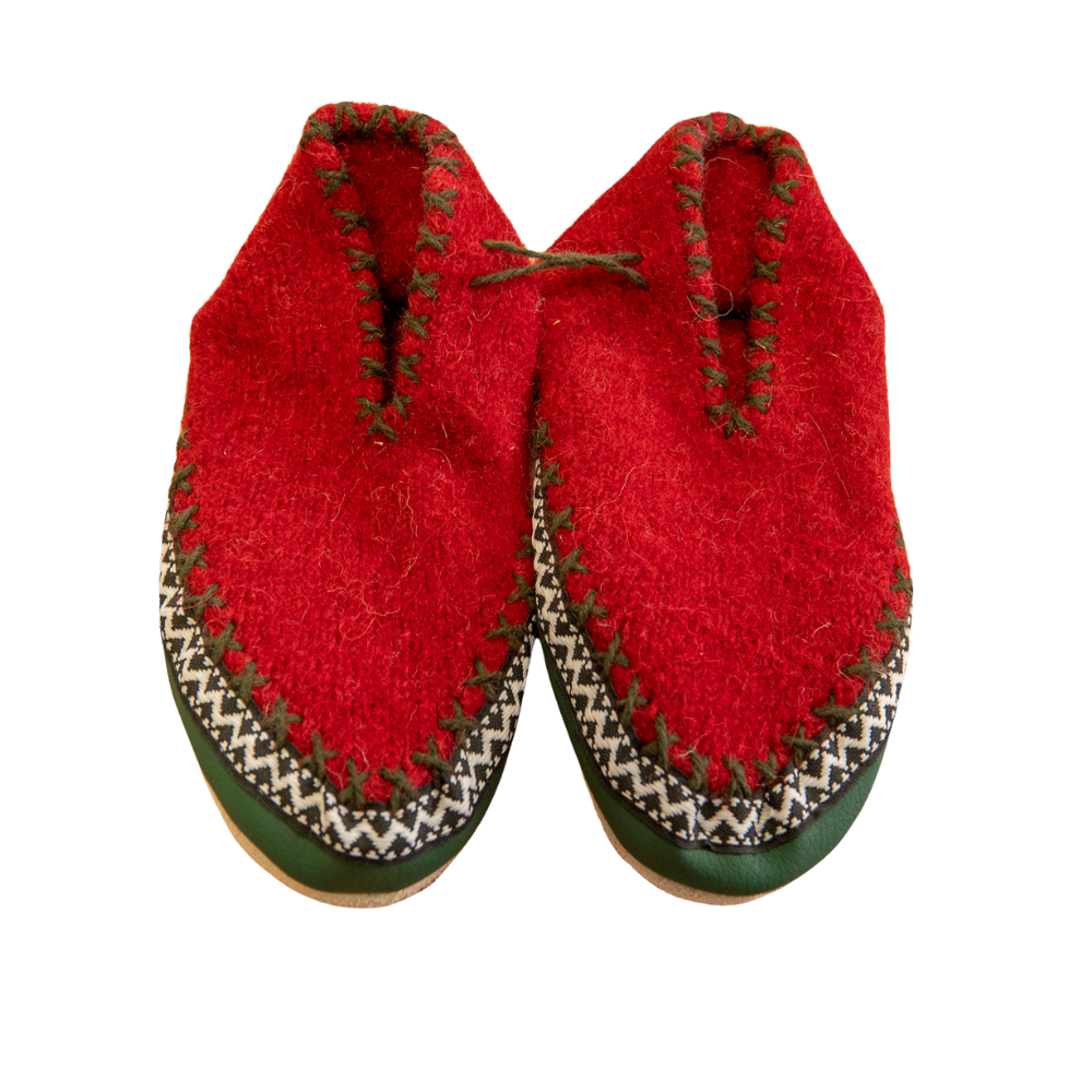 Traditional Wool Slippers – Red
